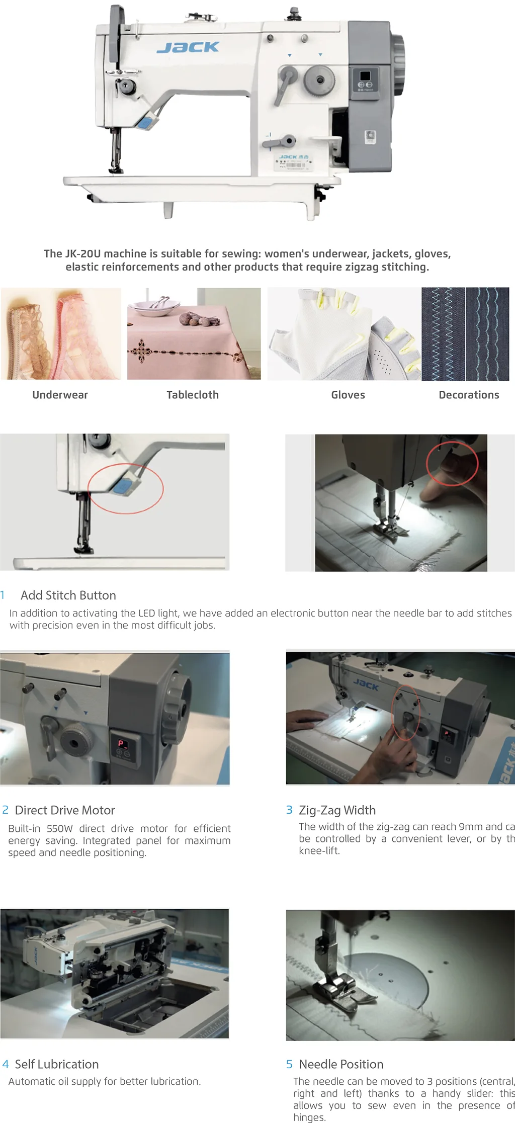 JACK JK-20U-53 DIRECT DRIVE ZIG ZAG MACHINE -Balaji Sewing