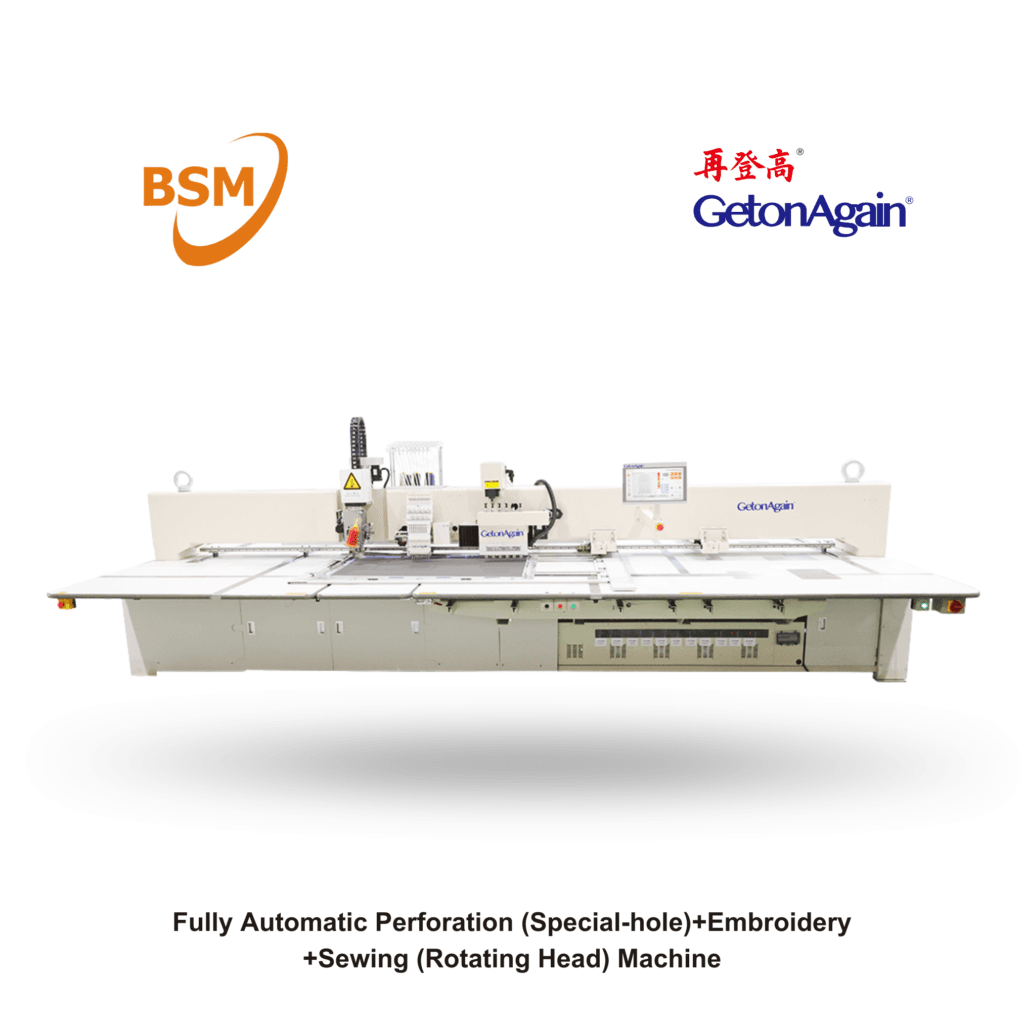 Get On Again - Fully Automatic Perforation (Special-hole)+Embroidery +Sewing (Rotating Head) Machine